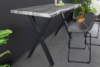 WILD Industrial Bartisch 120cm grau Wildeichen-Design schwarz Metall X-Gestell
