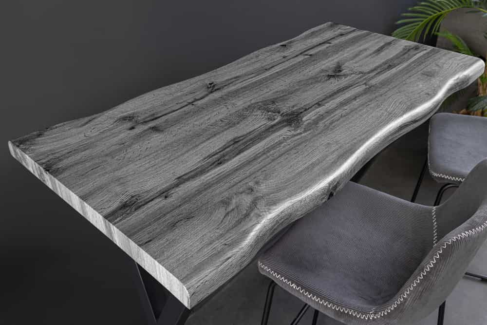 WILD Industrial Bartisch 120cm grau Wildeichen-Design schwarz Metall X-Gestell