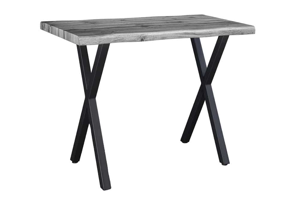 WILD Industrial Bartisch 120cm grau Wildeichen-Design schwarz Metall X-Gestell