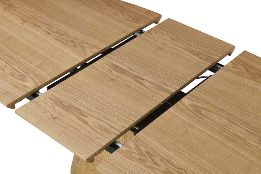 UNIQUE Ausziehbarer Esstisch 160-200cm natur Eichenholz mit Säulenfuß