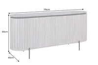 ADLON  Massives Sideboard 170cm grau gebürstet Mangoholz mit weißer Marmorplatte