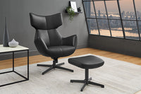 VOGUE Design Hocker Fußhocker 45cm Kunstleder drehbar schwarze Metallbeine