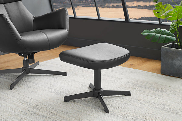 VOGUE Design Hocker Fußhocker 45cm Kunstleder drehbar schwarze Metallbeine