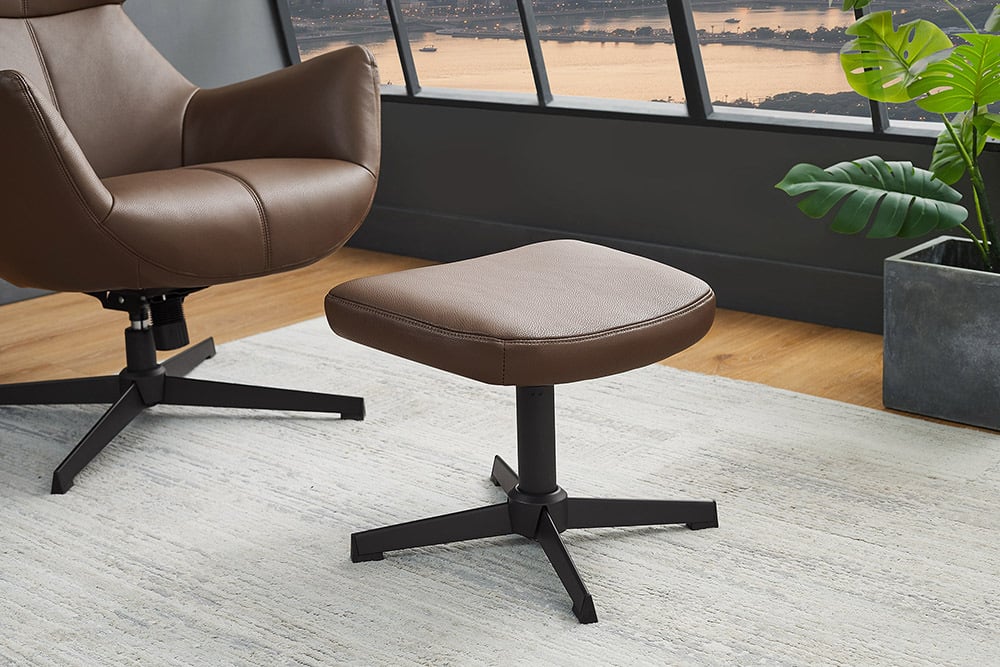 VOGUE Design Hocker Fußhocker 45cm Kunstleder drehbar schwarze Metallbeine