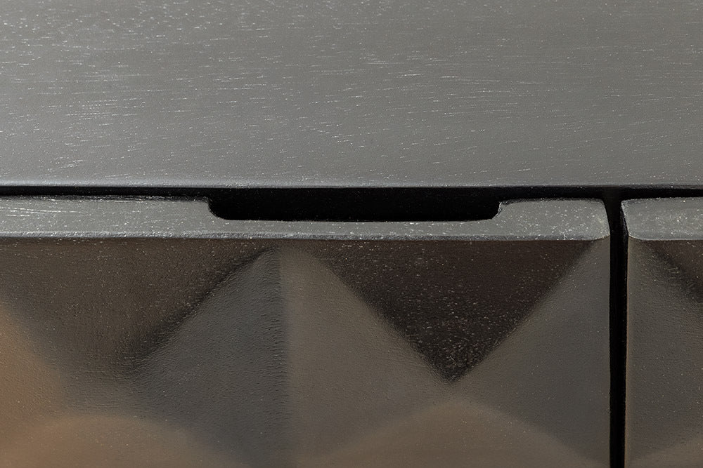 Hängendes TV-Lowboard VULCANO 160cm schwarz Mangoholz massiv