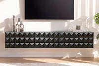 Hängendes TV-Lowboard VULCANO 160cm schwarz Mangoholz massiv