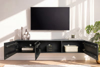 Hängendes TV-Lowboard VULCANO 160cm schwarz Mangoholz massiv