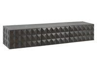 Hängendes TV-Lowboard VULCANO 160cm schwarz Mangoholz massiv
