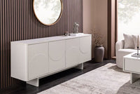 Design Sideboard SAVOY 180cm kaschmir weiß Marmor Keramik mit Stauraum und 3D-Front