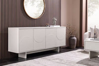 Design Sideboard SAVOY 180cm kaschmir weiß Marmor Keramik mit Stauraum und 3D-Front