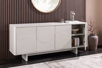 Design Sideboard SAVOY 180cm kaschmir weiß Marmor Keramik mit Stauraum und 3D-Front