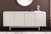 Design Sideboard SAVOY 180cm kaschmir weiß Marmor Keramik mit Stauraum und 3D-Front