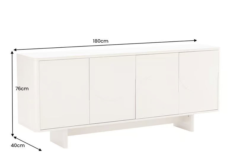 Design Sideboard SAVOY 180cm kaschmir weiß Marmor Keramik mit Stauraum und 3D-Front