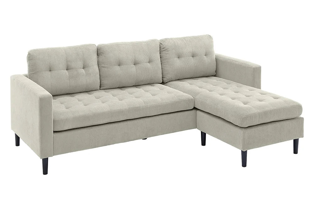 STOCKHOLM Retro Ecksofa 220cm Cord Federkern 3-Sitzer