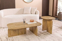2er Set Couchtische GATSBY 100cm braun Mangoholz organische Form Beistelltisch
