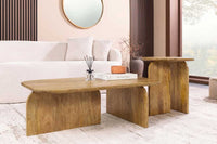 2er Set Couchtische GATSBY 100cm braun Mangoholz organische Form Beistelltisch