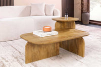 2er Set Couchtische GATSBY 100cm braun Mangoholz organische Form Beistelltisch