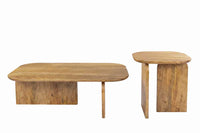 2er Set Couchtische GATSBY 100cm braun Mangoholz organische Form Beistelltisch