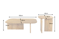 2er Set Couchtische GATSBY 100cm braun Mangoholz organische Form Beistelltisch