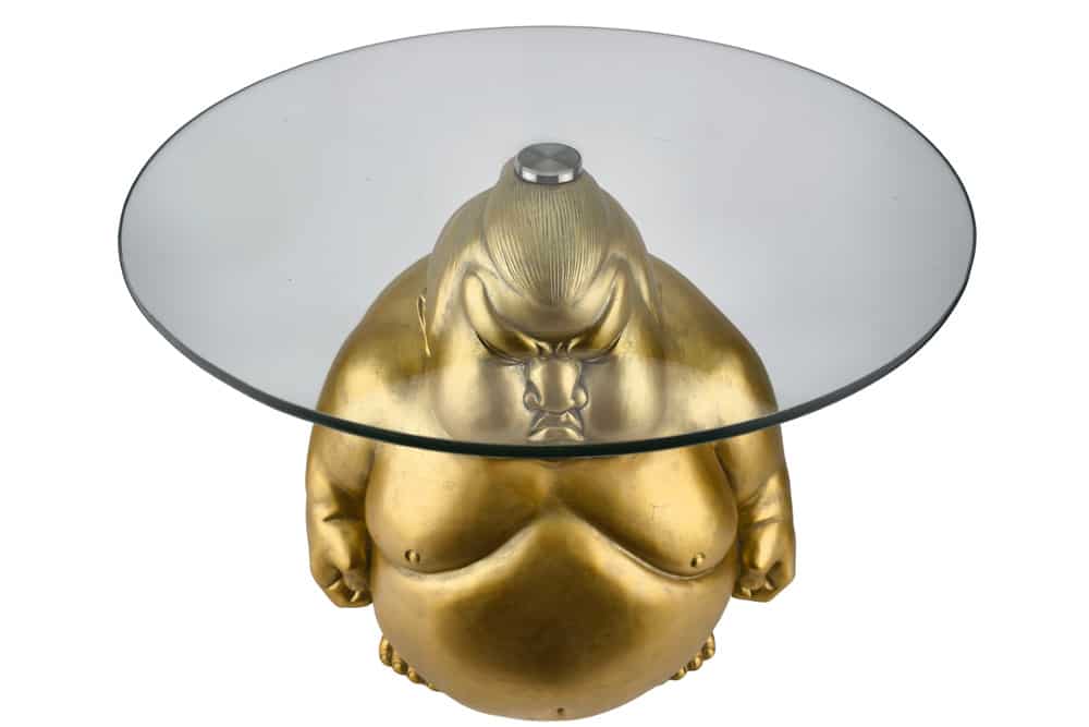 SUMO Runder Couchtisch  55cm gold Skulptur handmade
