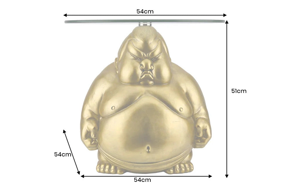 SUMO Runder Couchtisch  55cm gold Skulptur handmade