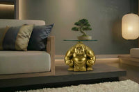 SUMO Runder Beistelltisch  30cm gold Skulptur handmade
