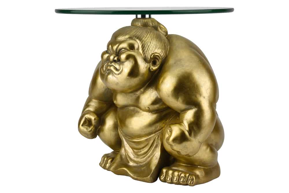 SUMO Runder Beistelltisch  30cm gold Skulptur handmade