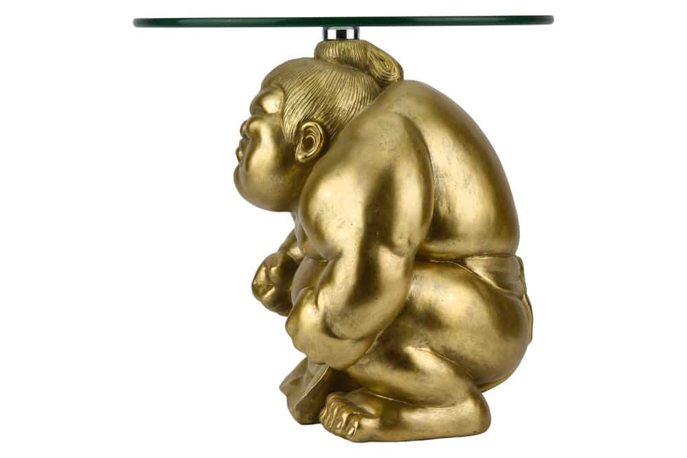 SUMO Runder Beistelltisch  30cm gold Skulptur handmade