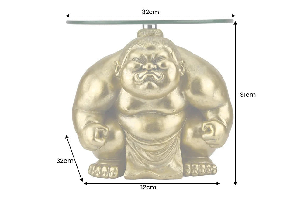 SUMO Runder Beistelltisch  30cm gold Skulptur handmade