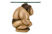 SUMO Runder Beistelltisch  30cm natur beige Skulptur handmade