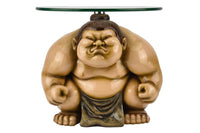 SUMO Runder Beistelltisch  30cm natur beige Skulptur handmade