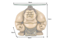 SUMO Runder Beistelltisch  30cm natur beige Skulptur handmade