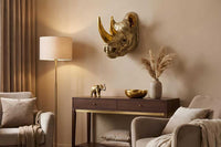 RHINO Deko-Wandfigur 40cm gold handmade Nashorn-Skulptur