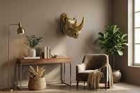 RHINO Deko-Wandfigur 40cm gold handmade Nashorn-Skulptur