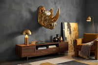 RHINO Deko-Wandfigur 60cm gold handmade Nashorn-Skulptur