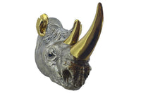 RHINO Deko-Wandfigur 60cm gold handmade Nashorn-Skulptur