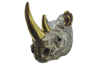 RHINO Deko-Wandfigur 60cm gold handmade Nashorn-Skulptur
