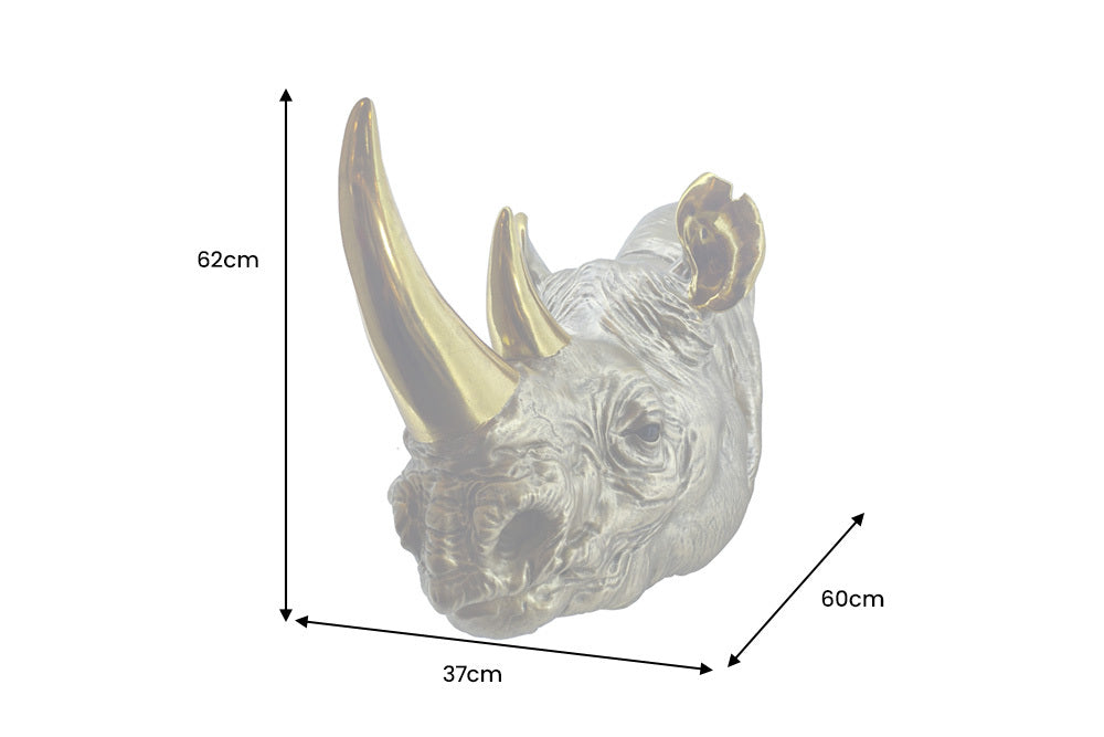 RHINO Deko-Wandfigur 60cm gold handmade Nashorn-Skulptur