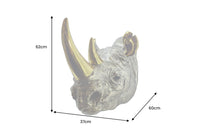 RHINO Deko-Wandfigur 60cm gold handmade Nashorn-Skulptur