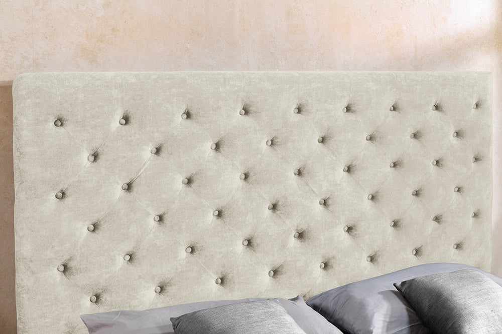 PARIS Design Boxbett Samt Champagner Beige Chesterfield Doppelbett