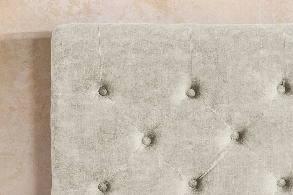 PARIS Design Boxbett Samt Champagner Beige Chesterfield Doppelbett