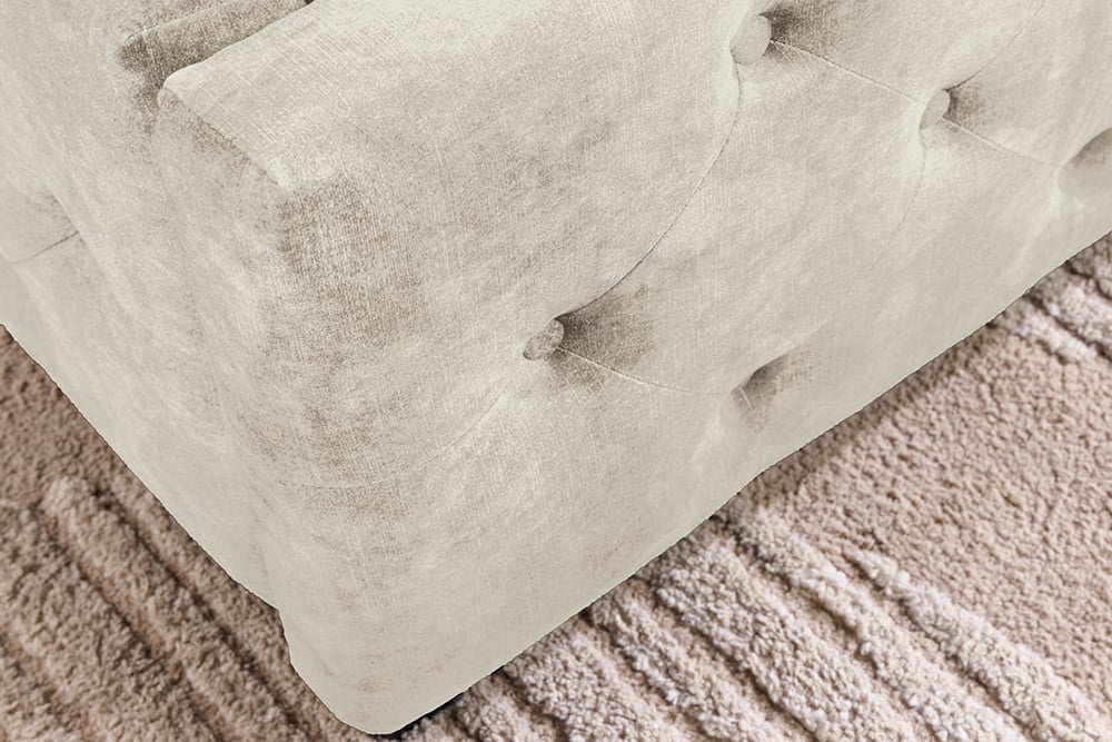 PARIS Design Boxbett Samt Champagner Beige Chesterfield Doppelbett