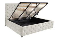 PARIS Design Boxbett Samt Champagner Beige Chesterfield Doppelbett