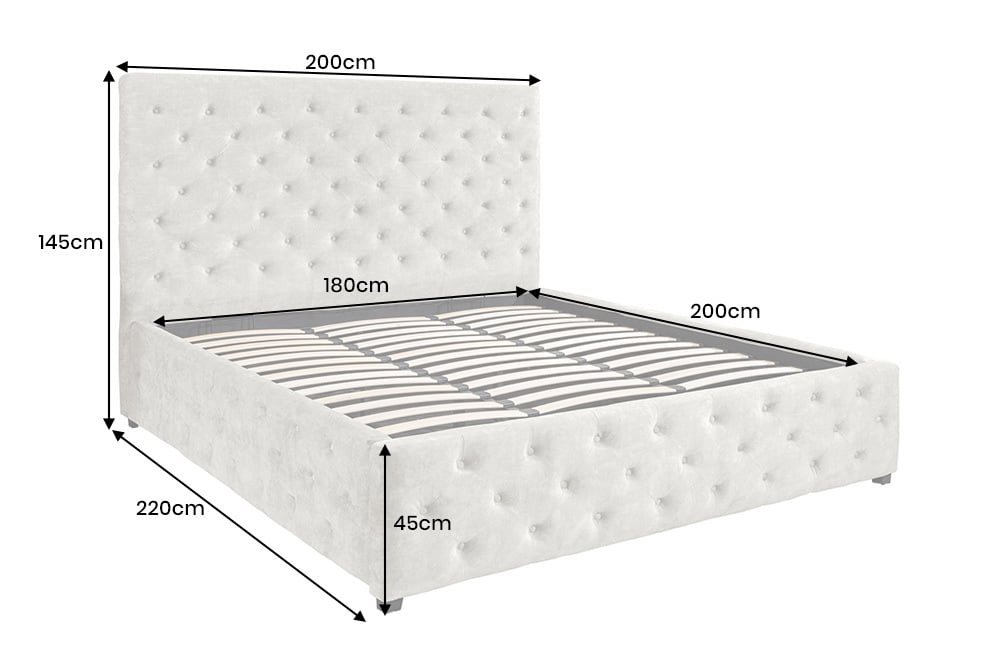 PARIS Design Boxbett Samt Champagner Beige Chesterfield Doppelbett