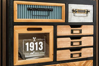 Industrial Schubladenschrank SECRETS 95cm natur braun schwarz Metall Pinienholz Kommode