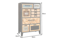 Industrial Schubladenschrank SECRETS 95cm natur braun schwarz Metall Pinienholz Kommode
