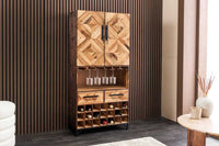 Design Barschrank BODEGA 160cm natur Pinienholz Weinregal Glashalter Schubladen