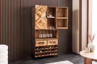 Design Barschrank BODEGA 160cm natur Pinienholz Weinregal Glashalter Schubladen