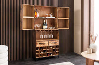 Design Barschrank BODEGA 160cm natur Pinienholz Weinregal Glashalter Schubladen