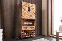 Design Barschrank BODEGA 160cm natur Pinienholz Weinregal Glashalter Schubladen
